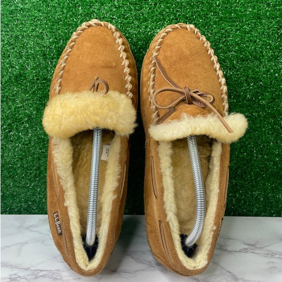 L.L. Bean Men's Wicked Good Moccasins Size 9 Wide Brown Slip On Shoes - Picture 7 of 10